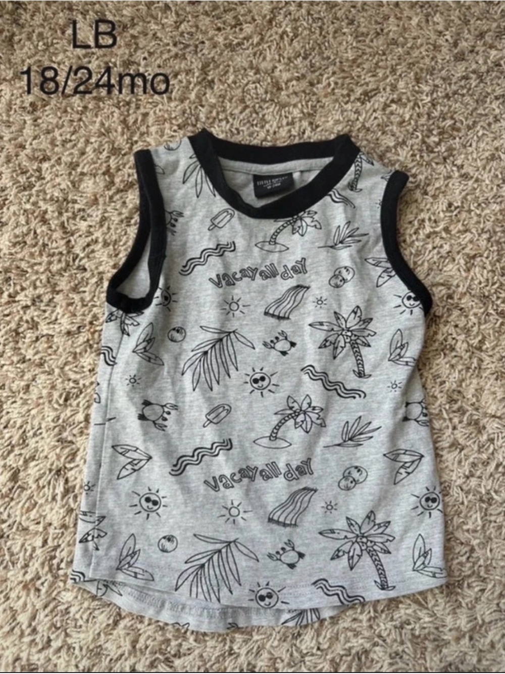Little Bipsy Gray Tank Top with Black Trim